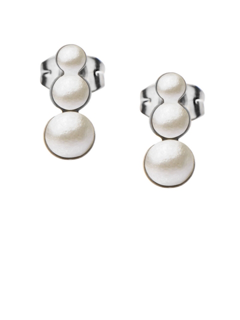 Inox Jewelry Silver-Toned & White Contemporary Studs