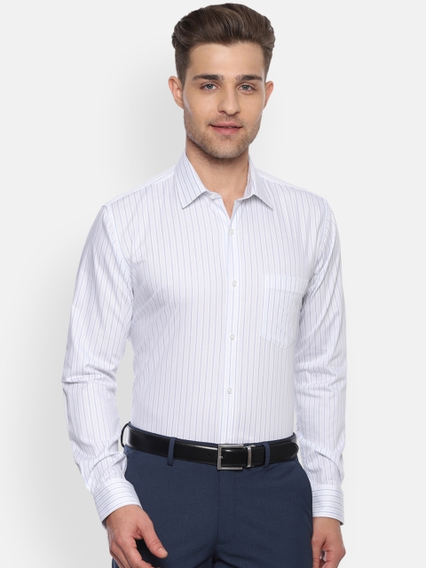 Van Heusen Men Blue & White Slim Fit Striped Formal Shirt
