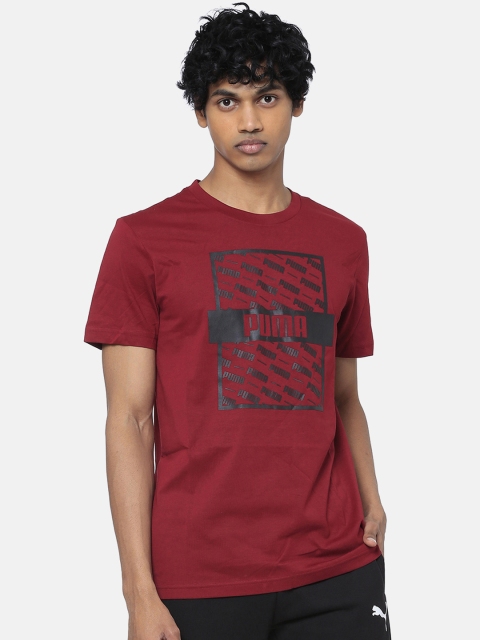 Puma Men Maroon Printed Round Neck Optical T-shirt