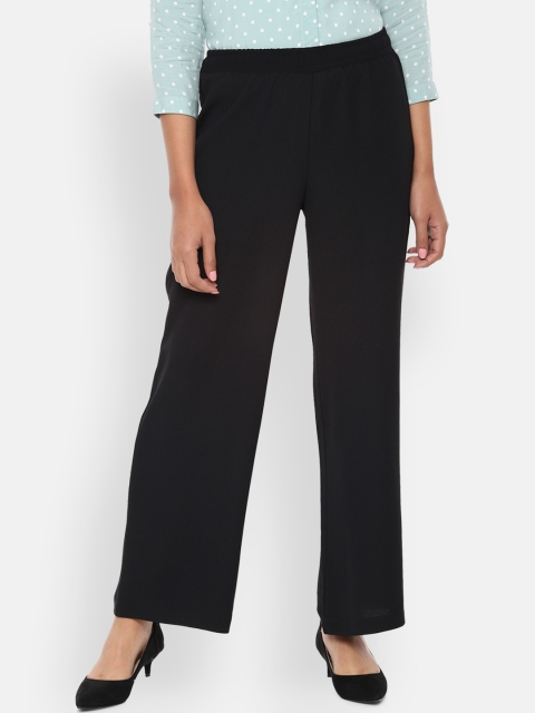 Van Heusen Woman Black Solid Regular Fit Parallel Trousers