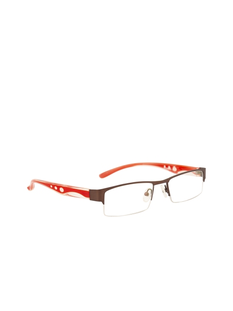 Gold Berg Unisex Brown & Red Solid Half Rim Rectangle Frames