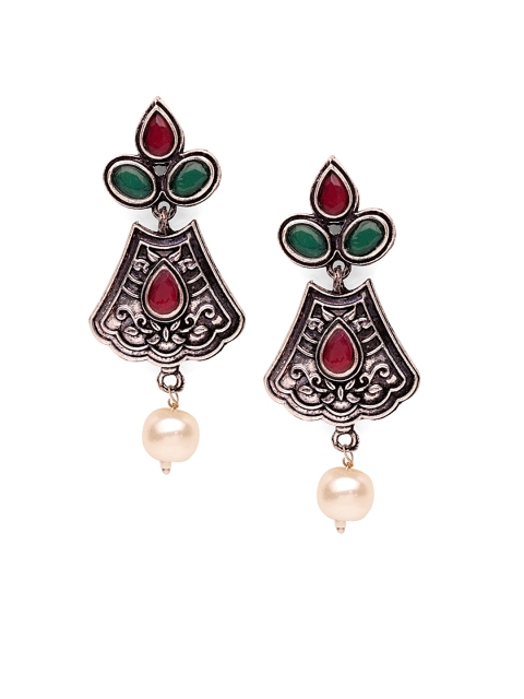 Fabstreet Silver-Toned Classic Drop Earrings