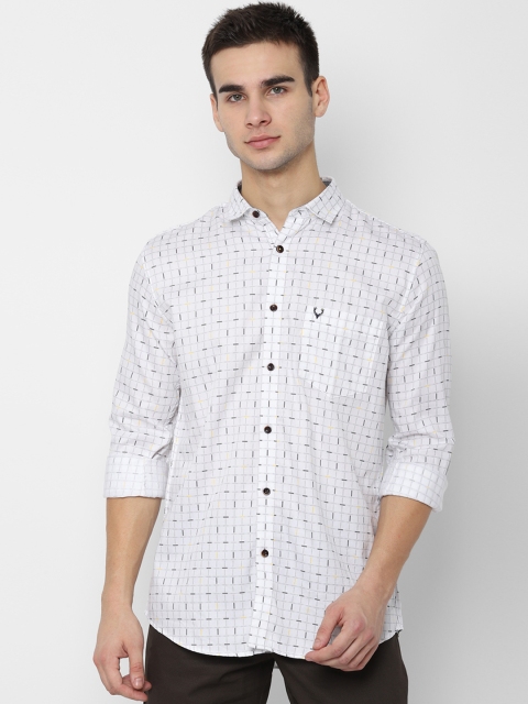 Allen Solly Men White Slim Fit Checked Casual Shirt