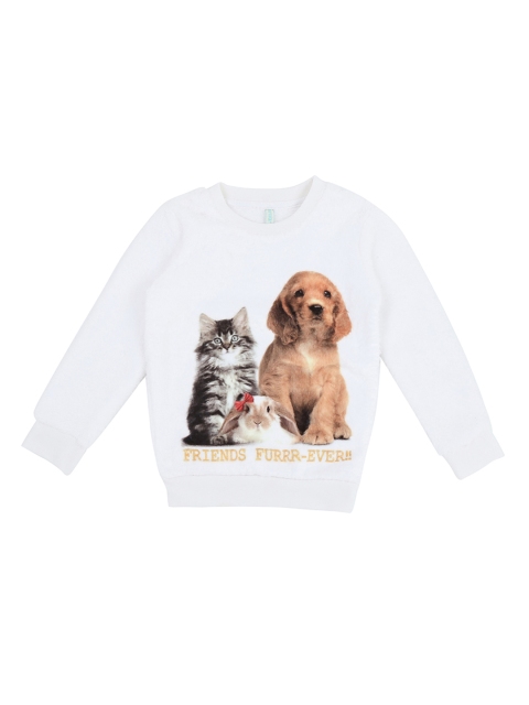 Pantaloons Junior Girls White Printed Pullover Sweater