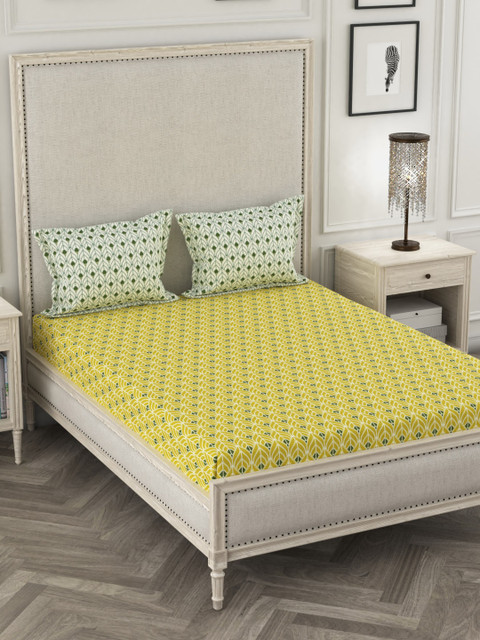 Portico New York Yellow & White Geometric 144 TC Cotton 1 King Bedsheet with 2 Pillow Covers
Portico New York Yellow & White Geometric 144 TC Cotton 1 King Bedsheet with 2 Pillow Covers