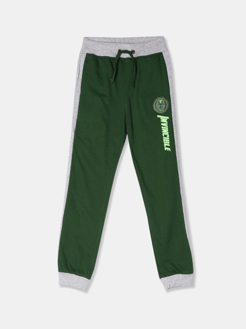 Colt Boys Green & Grey Iron Man Colourblocked Knitted Joggers