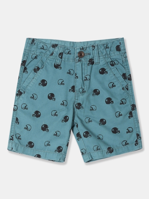 Cherokee Boys Teal Blue Printed Regular Fit Regular Shorts