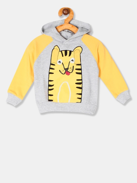 Donuts Infant Boys Grey & Yellow Embroidered Hooded Sweatshirt