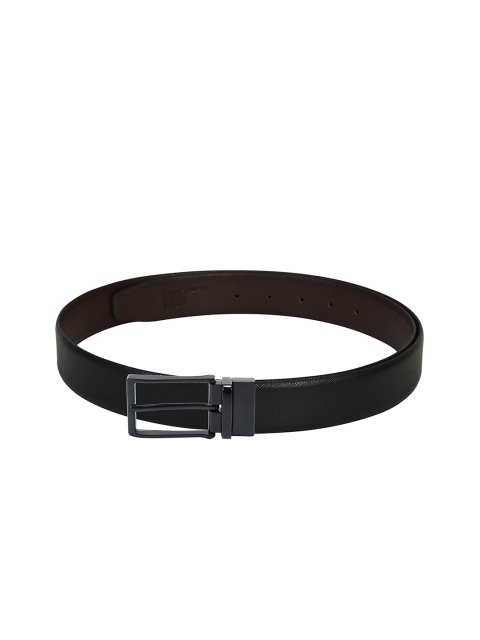 Second SKIN Men Black & Brown Textured Genuine Leather Reversible Belt