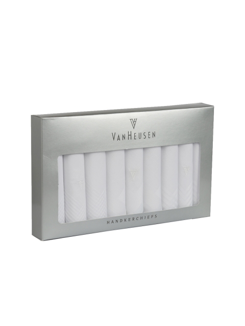 Van Heusen Men Pack of 9 White Solid Handkerchiefs