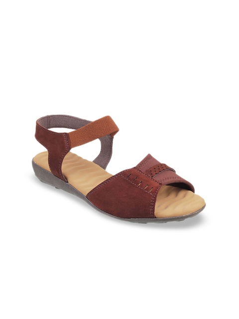 Mochi Women Brown Solid Open Toe Flats