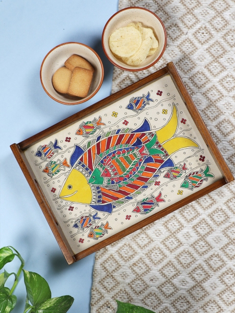 VarEesha Brown & Yellow Madhubani Work Handmade Teak Wood Serving Tray with Glass Top
VarEesha Brown & Yellow Madhubani Work Handmade Teak Wood Serving Tray with Glass Top