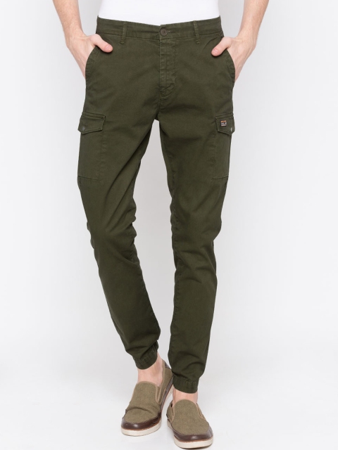 SPYKAR Men Olive Green Slim Fit Solid Joggers