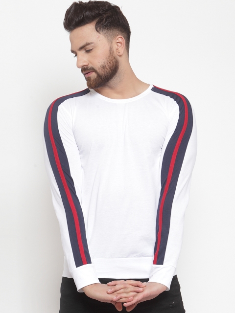 GESPO Men White Solid Round Neck T-shirt