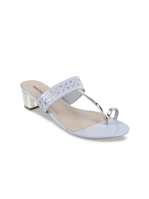 Mochi Women Blue & Silver-Toned Embellished Sandals