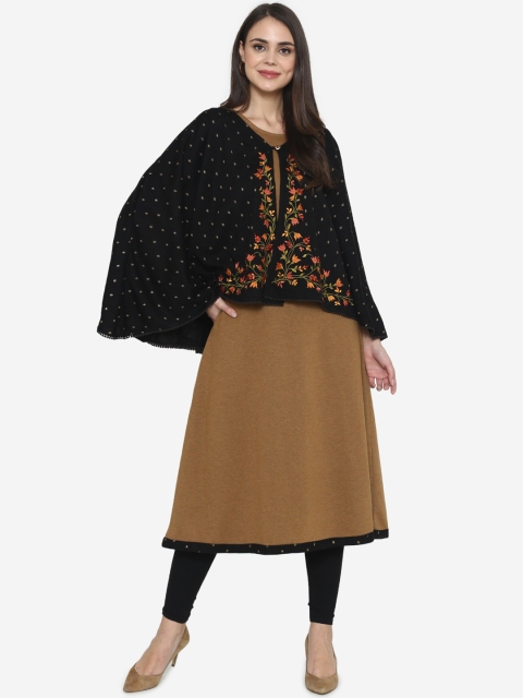 Laabha Women Brown Printed Straight Kurta