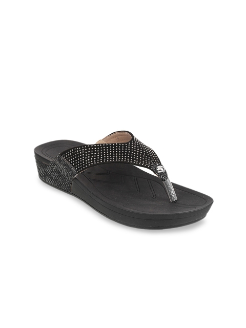 Mochi Women Black Embellished Comfort Heels