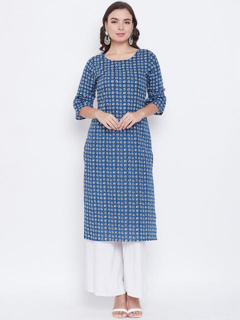 rangeelo rajasthan Women Blue Printed Straight Kurta