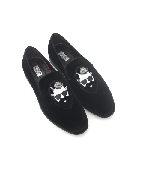 ROSSO BRUNELLO Men Black Solid Formal Loafers