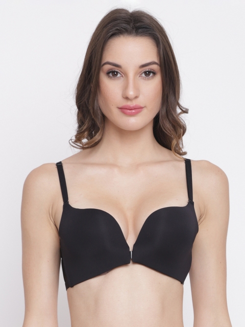 PrettyCat Black Solid Non-Wired Heavily Padded Push-Up Bra PC-BR-6000-BLK-30A
