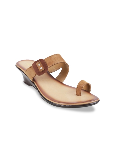 Mochi Women Camel Brown Solid Wedges