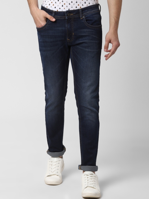 Peter England Casuals Men Navy Blue Skinny Fit Mid-Rise Clean Look Jeans
