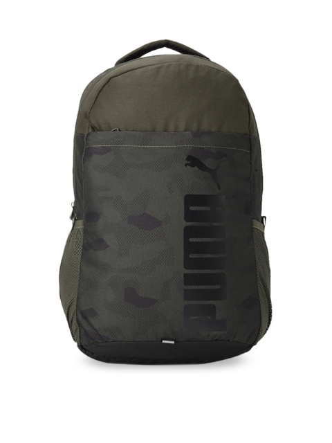 Puma Unisex Olive Green & Black Graphic Backpack
