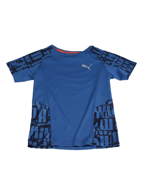 Puma Boys Blue Printed Round Neck Active T-shirt