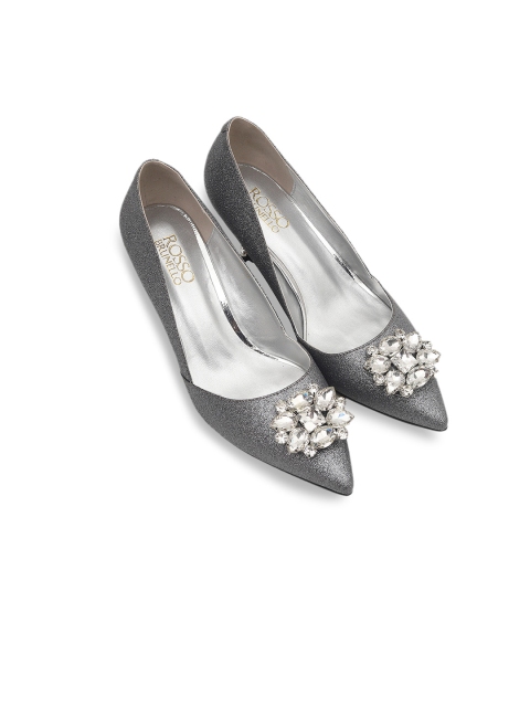 ROSSO BRUNELLO Women Silver-Toned Embellished Pumps