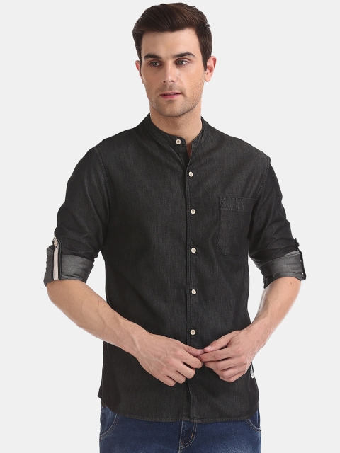 Cherokee Men Black Regular Fit Solid Casual Shirt