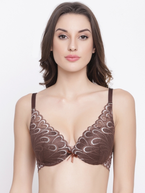 PrettyCat Brown Lace Underwired Non Padded T-shirt Bra PC-BR-6015-BRN-32B