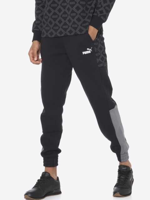 Puma Men Black Colourblocked Logo AOP Pack Pants FL Cotton Joggers