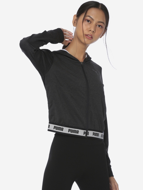 Puma Women Black SOFT SPORTS Hooded Sweat Jacket