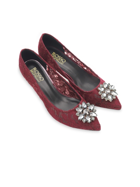 ROSSO BRUNELLO Women Burgundy Embellished Pumps