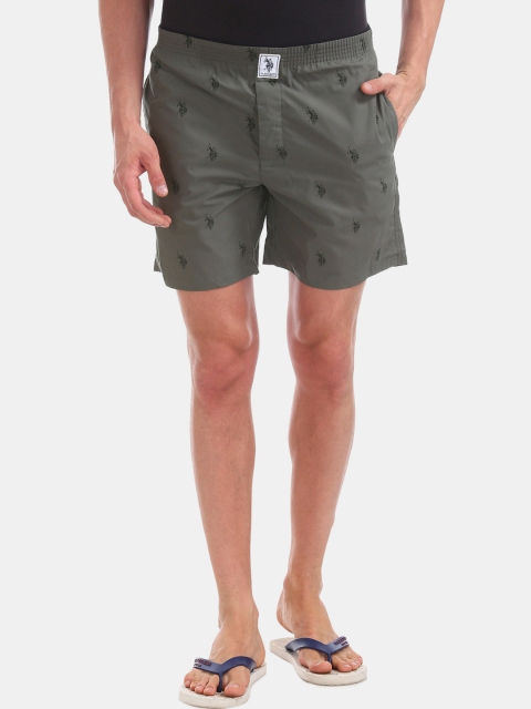 U.S. Polo Assn. Men Grey Printed Pure Cotton Boxers Z9I021-010-P1