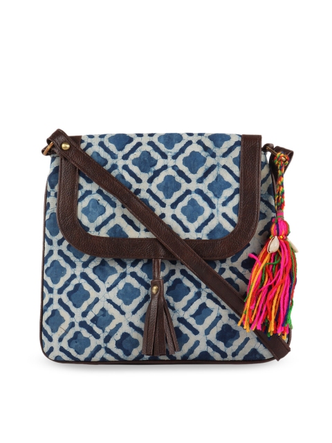 Vivinkaa Blue & Brown Printed Sling Bag