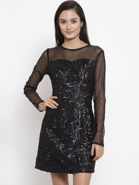 Molly & Michel Women Black Embellished Sheath Dress