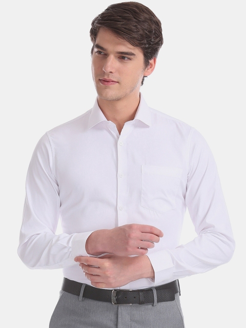 Excalibur Men White Slim Fit Solid Formal Shirt