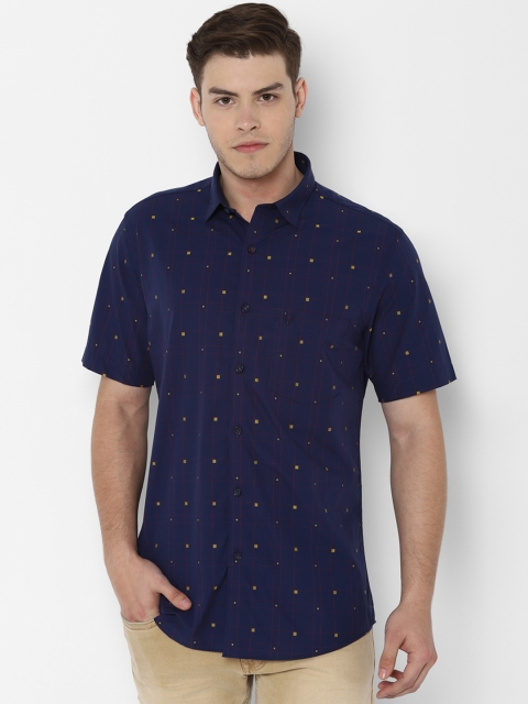 Allen Solly Men Navy Blue Slim Fit Printed Casual Shirt