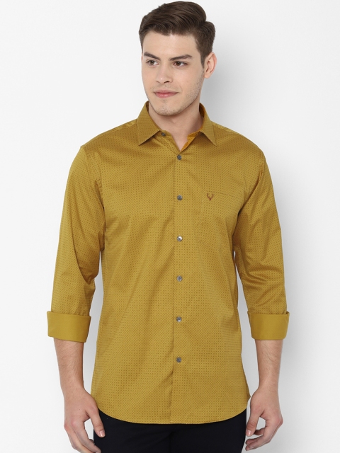 Allen Solly Men Yellow Slim Fit Printed Casual Shirt