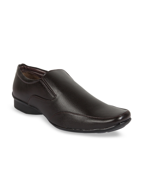 Vardhra Men Brown Solid Formal Slip-Ons