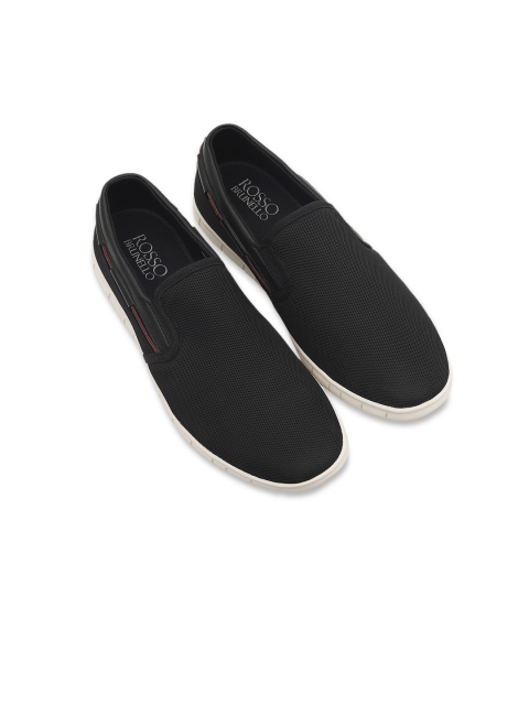 ROSSO BRUNELLO Men Black Textured Leather Formal Loafers