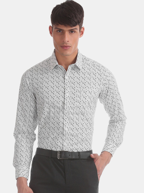 Excalibur Men White Skinny Fit Printed Formal Shirt 
Excalibur Men White Skinny Fit Printed Formal Shirt