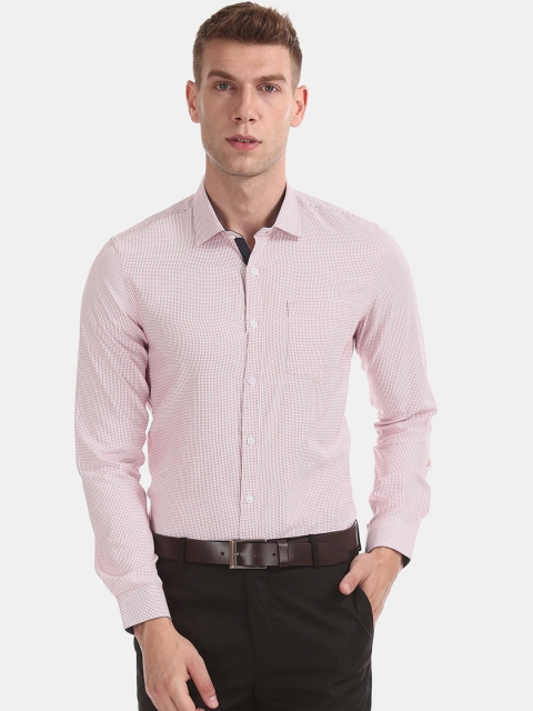 Excalibur Men Red & White Regular Fit Printed Formal Shirt