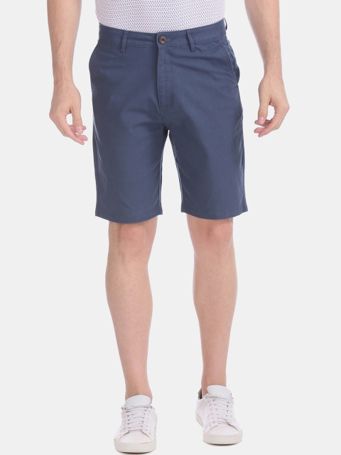Ruggers Men Blue Solid Regular Fit Regular Shorts
