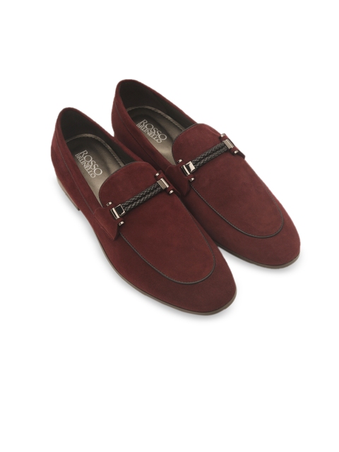 ROSSO BRUNELLO Men Burgundy Solid Formal Loafers