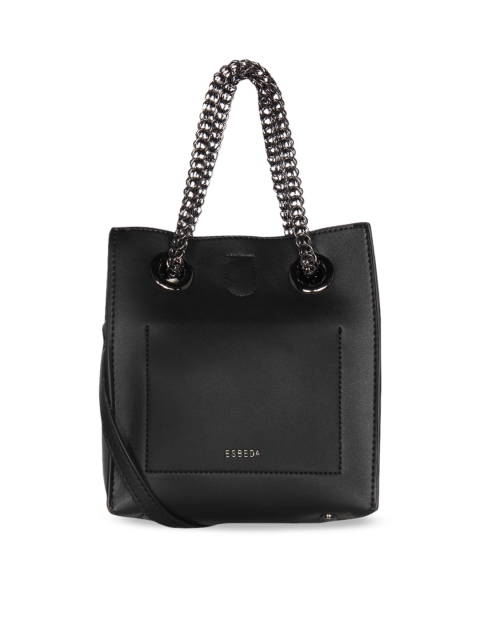 ESBEDA Black Solid Tote Bag