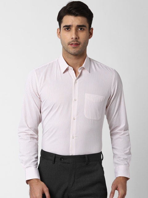 Peter England Men Pink & Red Slim Fit Striped Formal Shirt