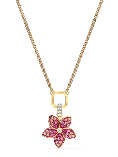 SWAROVSKI Gold-Plated & Pink Tropical Flower Pendant