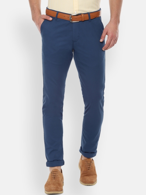 Van Heusen Sport Men Blue Slim Fit Solid Regular Trousers